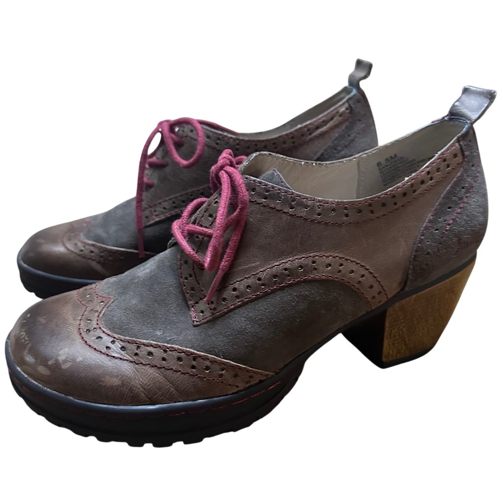 Jambu Womens Wingtip Oxford Heels Brown Suede Leather Lace Up Size 6.5M